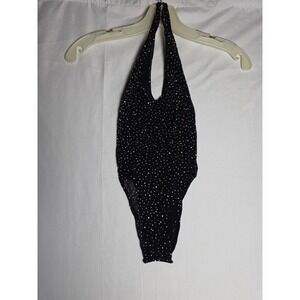 CalExotics Black Rhinestone Fishnet Halter Bodysuit High Cut Mesh Lingerie